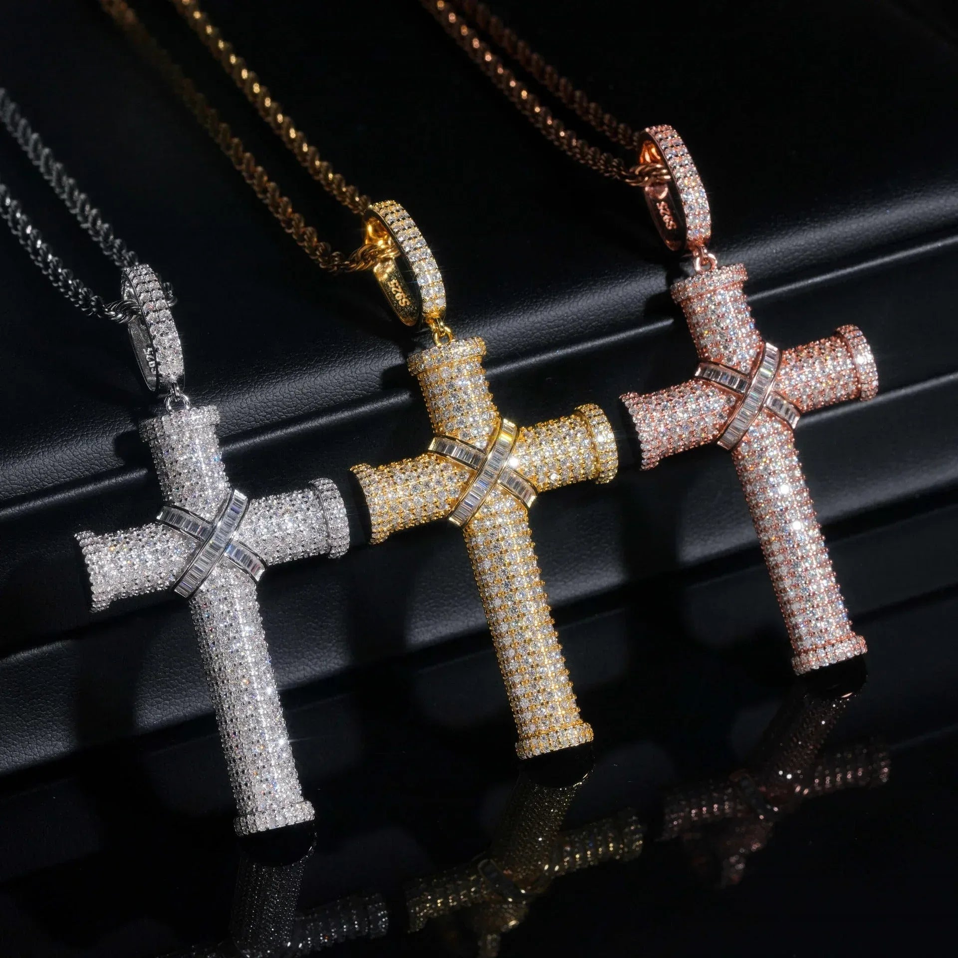 New S925 Silver Moissanite D Color Cross Pendant – Hip-Hop Style, Fits Tennis Chain Necklace - CaratixJewelry